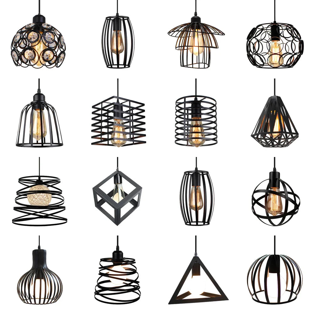 Afralia™ Modern Industrial Cage Pendant Light Fixture for Home Kitchen Island Decor