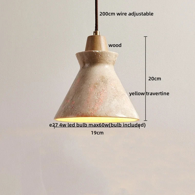 Afralia™ LED Yellow Travertine Hanging Lamp for Home Decor and Lighting Fixtures