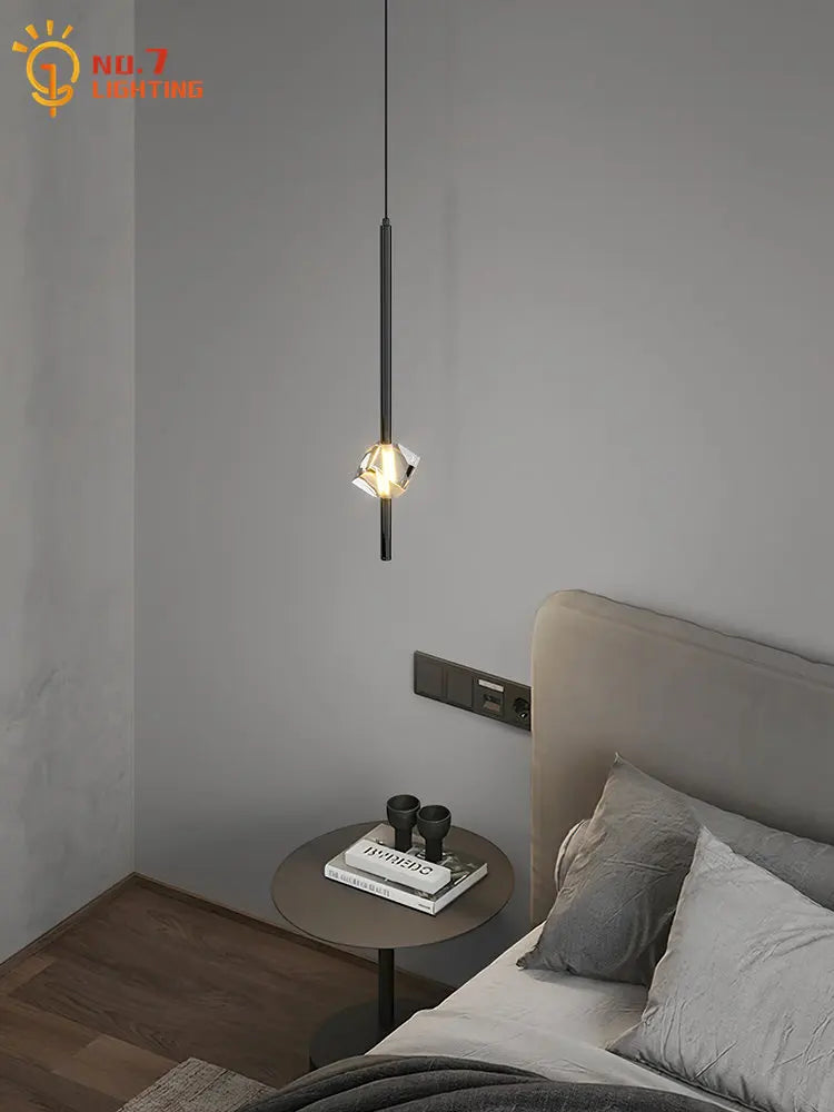 Afralia™ Crystal Bedroom Pendant Lights LED Modern Minimalist Indoor Lighting
