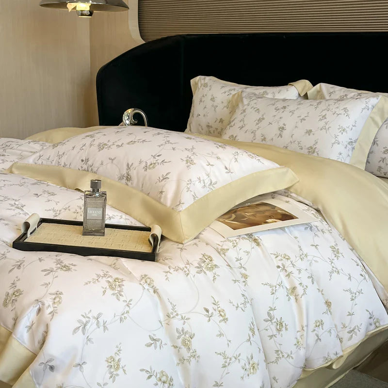 Afralia™ Eucalyptus Fiber Flowers Bedding Set: Duvet Cover, Bed Sheet, Pillowcase - 4Pcs