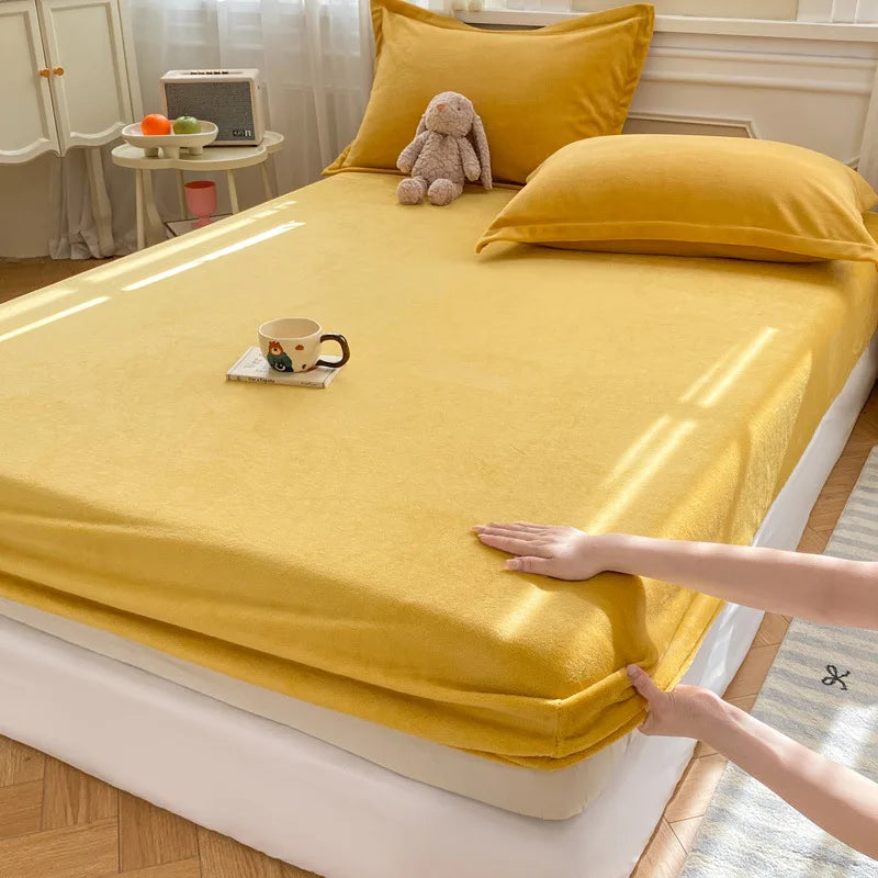 Afralia™ Winter Milk Velvet Fitted Sheet Set - Soft & Warm Mattress Cover