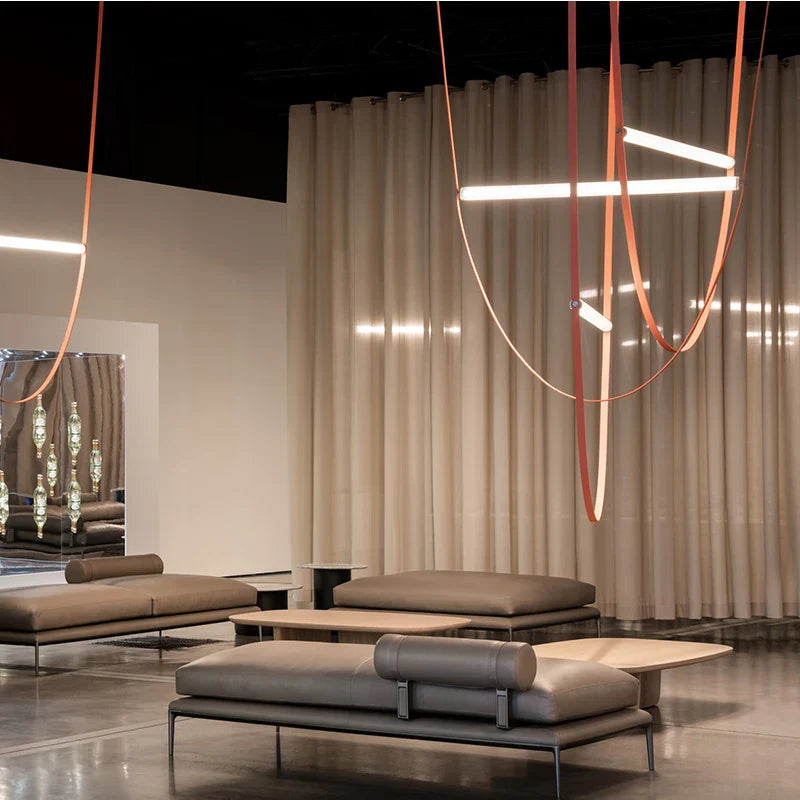 Afralia Leather Belt Chandelier: Modern Glass Tube Designer Lighting for Home, Restaurant & Villa