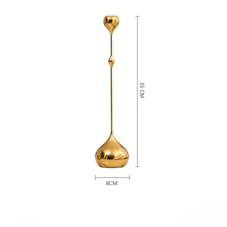 Afralia™ Gold Geometric Water Drop Candlestick Holder Desktop Storage Wedding Centerpieces