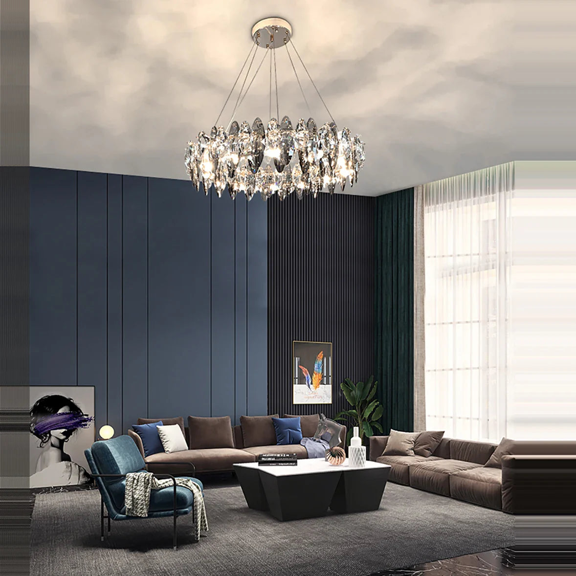 Afralia™ Crystal Dimmable LED Pendant Lights: Modern Indoor Artistic Hanging Lamps