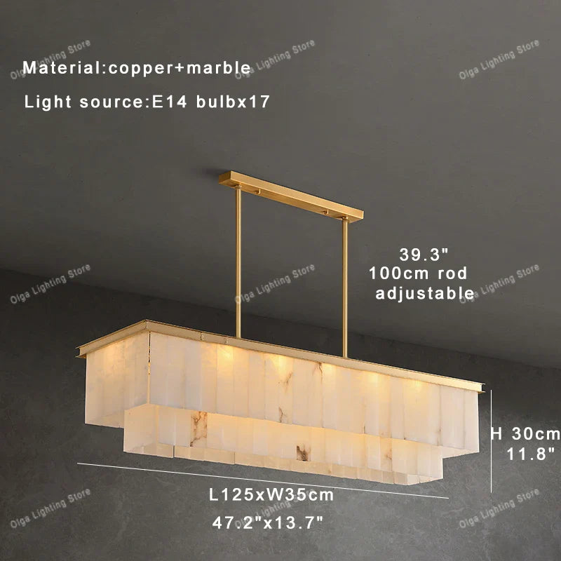 Afralia™ Marble Ceiling Chandelier Dimmable Round Vintage Hanging Lamp - 31" Luxe Dining Room Lighting