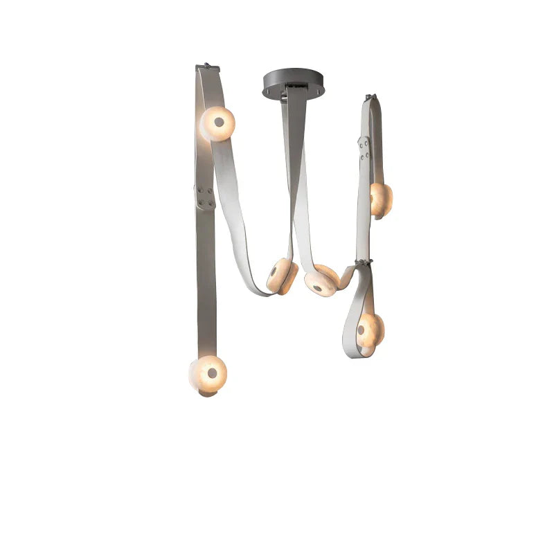 Afralia™ Soft Leather Marble Chandelier: Luxury Dimmable Lighting Fixture for Living Room or Cafe.