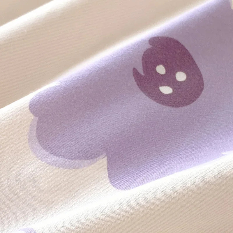 Afralia™ Twill Fabric Bed Sheet Set: Double-Sided Color Blocking, Flower Print Quilt Cover