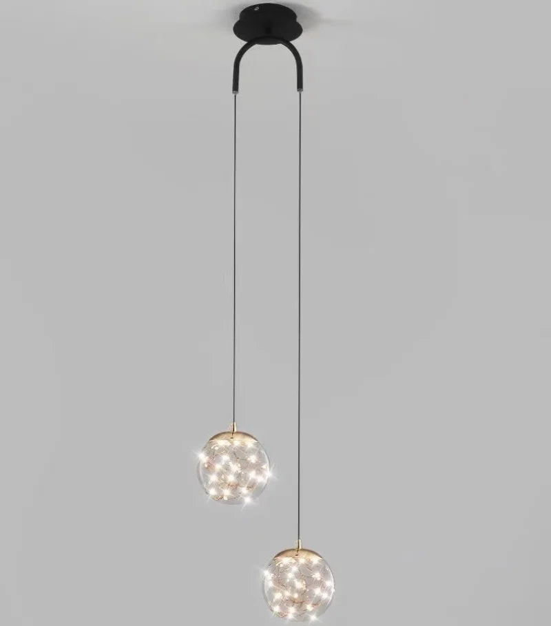 Afralia™ Double Glass Ball Pendant Light Fixture for Bedroom Ceiling Lighting