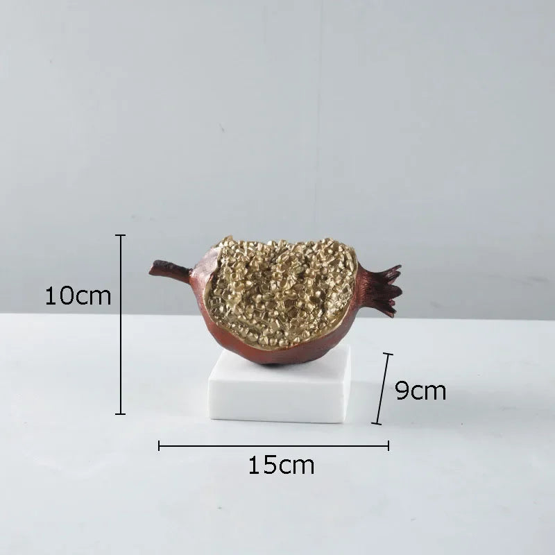 Afralia™ Golden Pomegranate Sculpture Desk Decoration