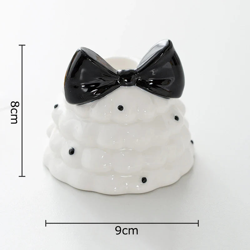 Afralia™ Bowknot Tree Candle Holder Xmas Ornaments Ceramic Table Decoration
