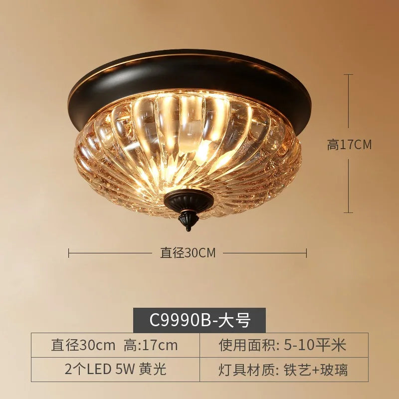Afralia™ Modern Round Glass Ceiling Light LED E27 Gold/Black for Bedroom Cafe