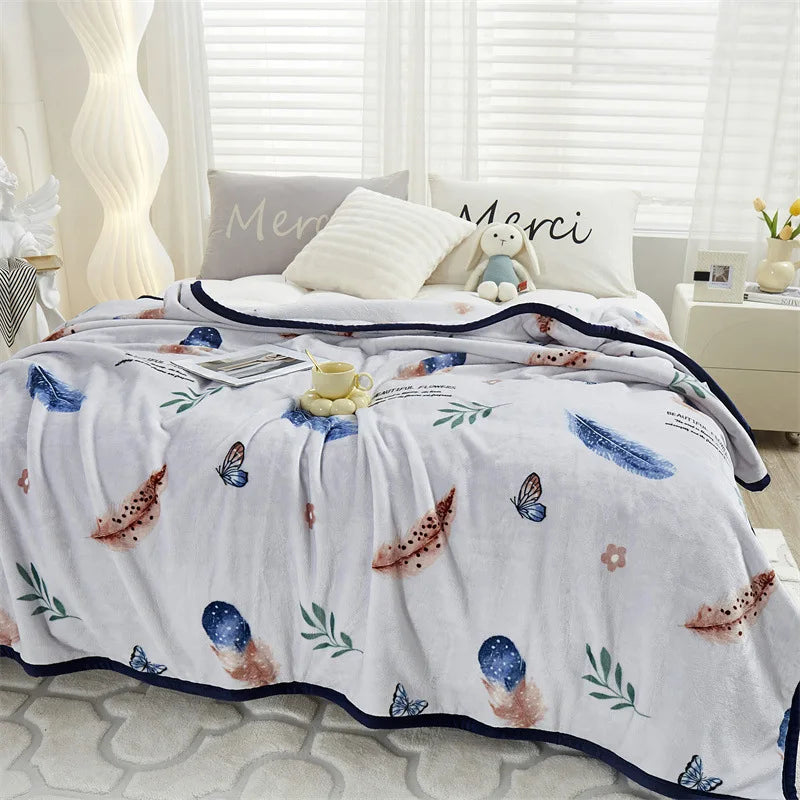 Afralia™ Cozy Flannel Blanket for All Seasons: Double-Sided Velvet Bed Cover, Single Double