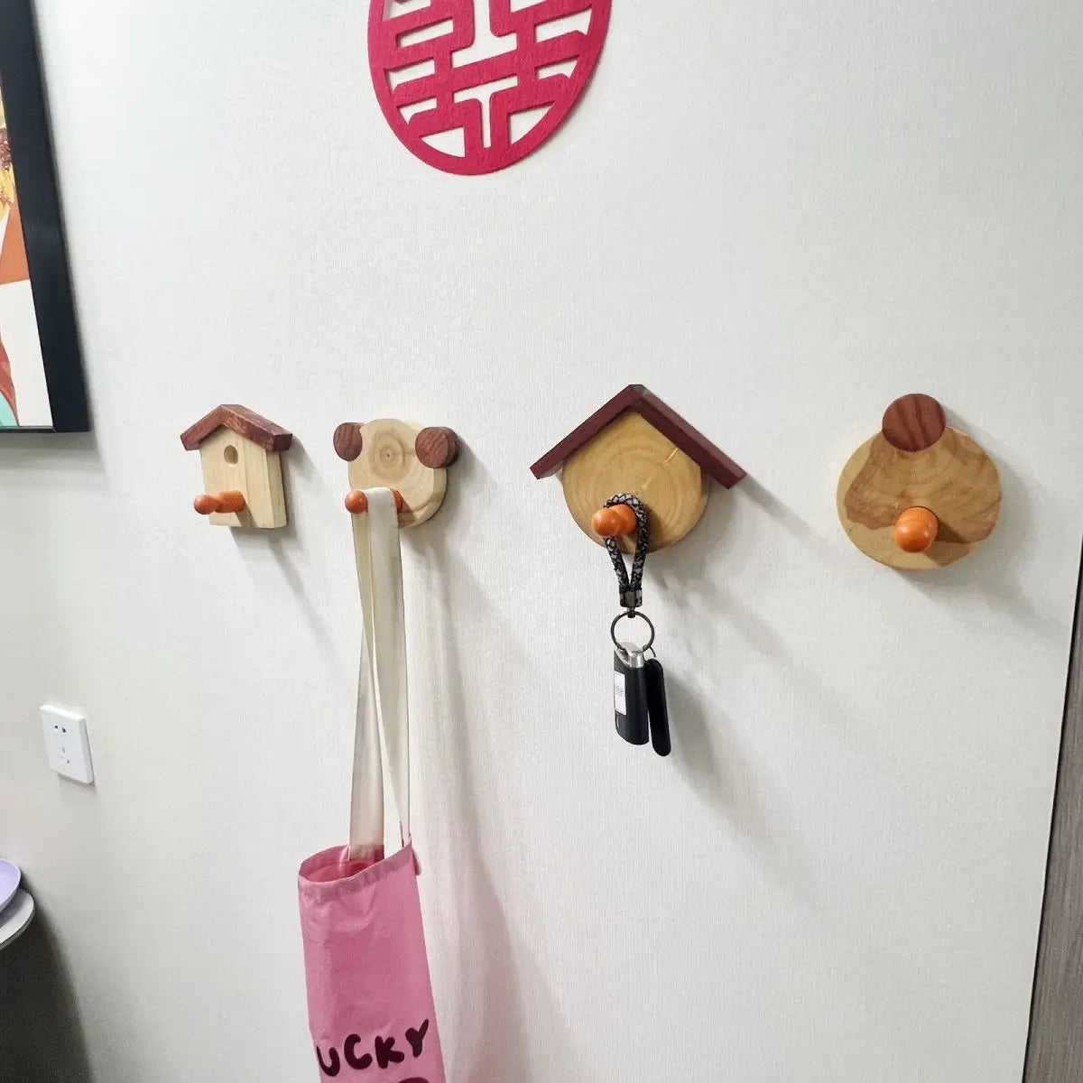 Afralia™ Wooden Wall Hanging Clothes Hook Set for Stylish Entryway and Foyer Organization