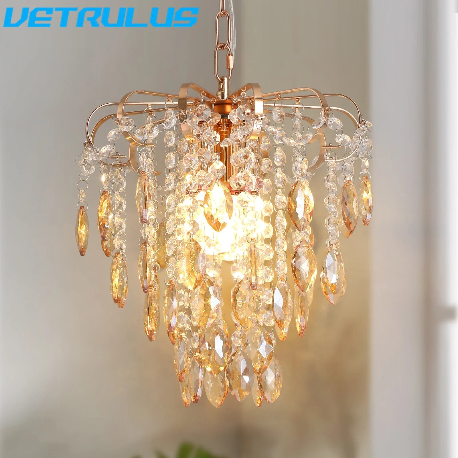 Afralia™ Crystal Led Pendant Light Modern Chandelier Ceiling Lamp for Living Room