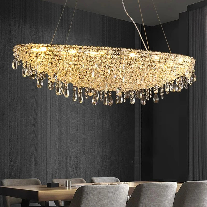 Afralia™ Luxury Crystal Chandelier: Elegant Living Room & Bedroom Pendant Light