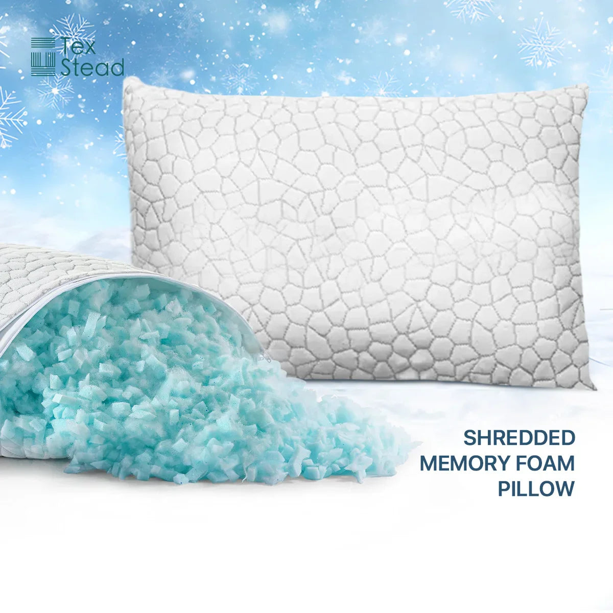 Afralia™ Cooling Shredded Sponge Memory Foam Pillow - Medium Firm Support