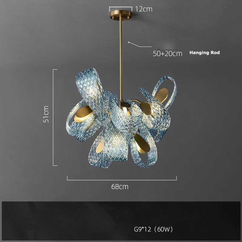 Afralia™ Blue Queen Crystal Glass LED Ceiling Chandelier - Elegant Lighting Fixture for Living Room