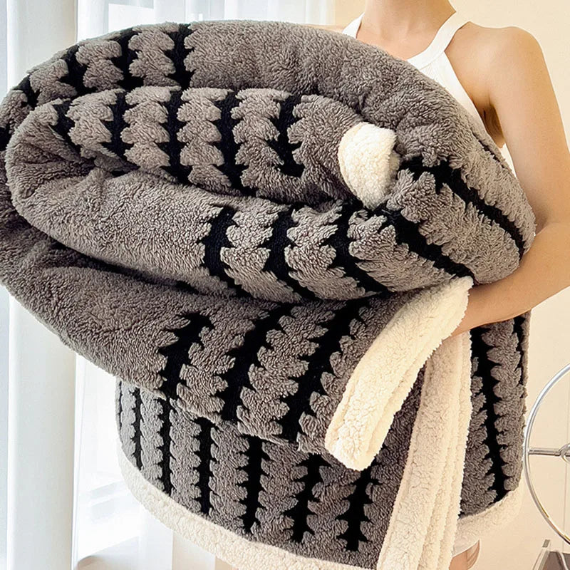 Afralia™ Jacquard Blanket: Winter Thickened Lamb Wool Nap Shawl for Living Room