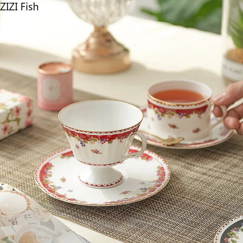Afralia™ Fairy Tale Flower Ceramic Cup & Saucer Set for Dining Table Tea & Coffee