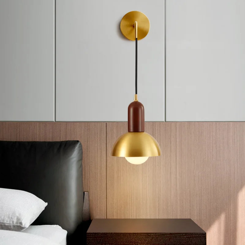 Afralia™ Modern Wood Copper LED Wall Sconce for Living Room Corridor Bar Bathroom