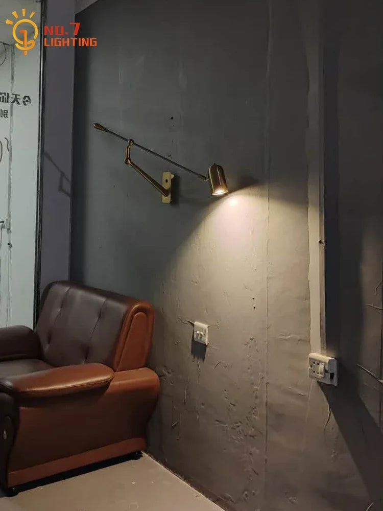 Afralia™ Nordic Industrial Metal Rocker Arm Wall Lamp for Living Room Bedroom