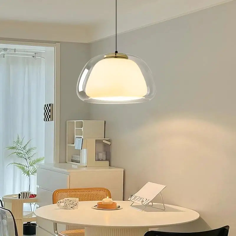 Afralia™ Nordic Glass Pendant Light Cream Jellies 1/2/3 Heads Lamps Living Room Bar Decor