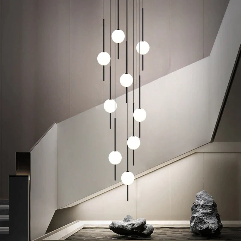 Afralia™ Creative LED Chandeliers: Luxurious Design for Living Rooms, Large Lighting Fixtures for Staircases