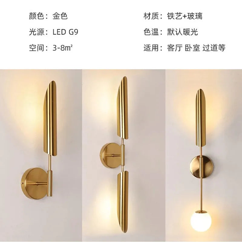 Afralia™ Golden Inclined Tube Wall Lamp for Modern Luxury Living Room Bedroom Décor