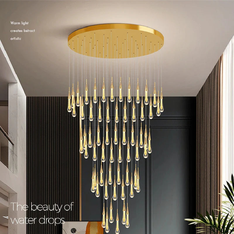 Afralia™ Crystal Luxury Ceiling Chandelier Staircase Pendant Light for Home Decor