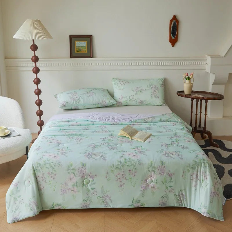Afralia™ Knitted Cotton Print Summer Quilt, Silk Soft Blanket