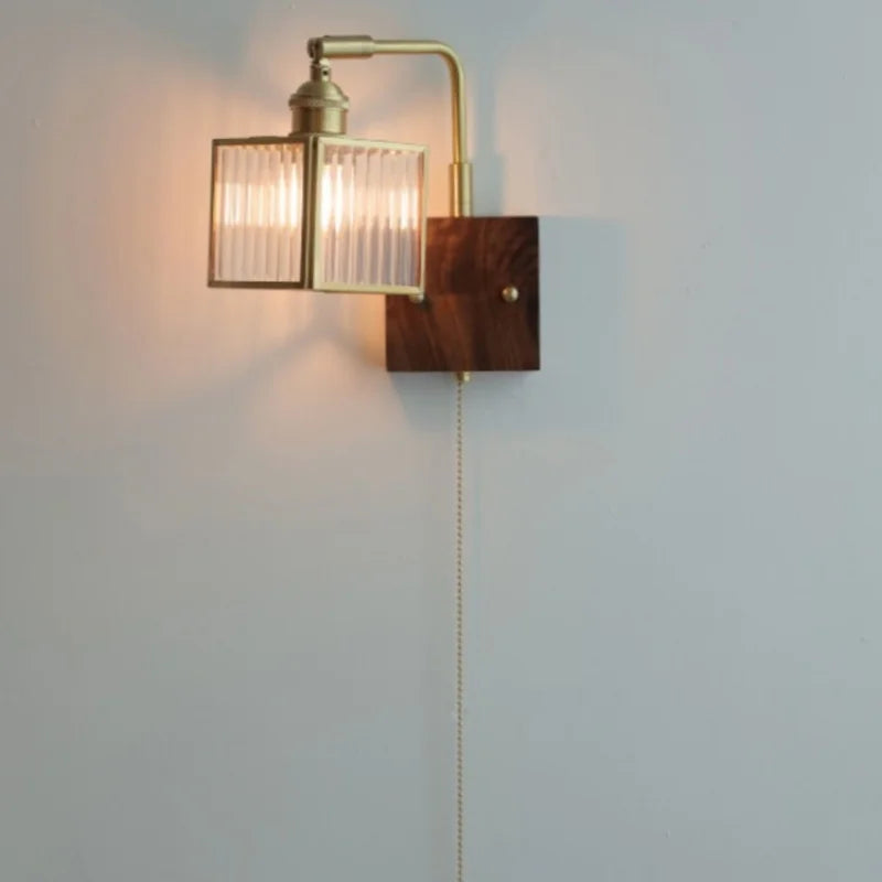 Afralia™ Brass LED Wall Lights Modern Stair Light Fixture Blue Glass Bedside Lamp