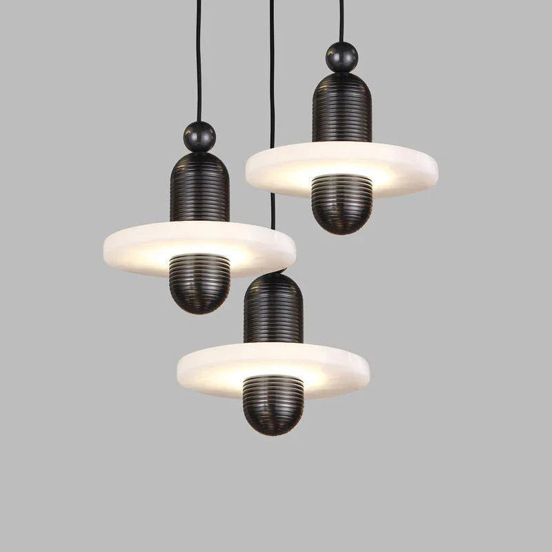 Afralia™ Marble LED Pendant Lights Gold Black Aluminum Adjustable Stone