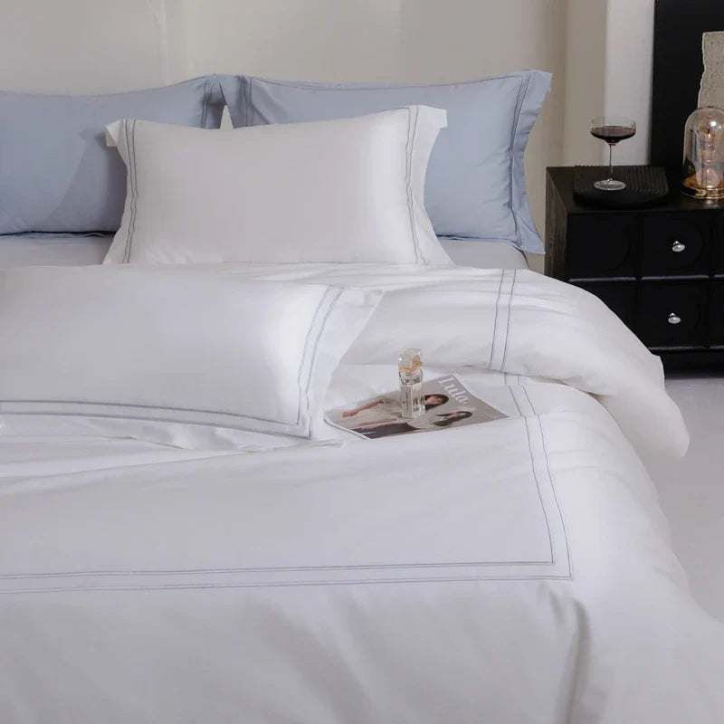 Afralia™ Luxury Solid Color Hotel Style Bedding Set with Egyptian Cotton Softness