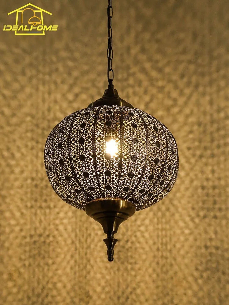 Afralia™ Vintage Thai Iron Art Pendant Lights LED for Restaurant Tea Room Balcony