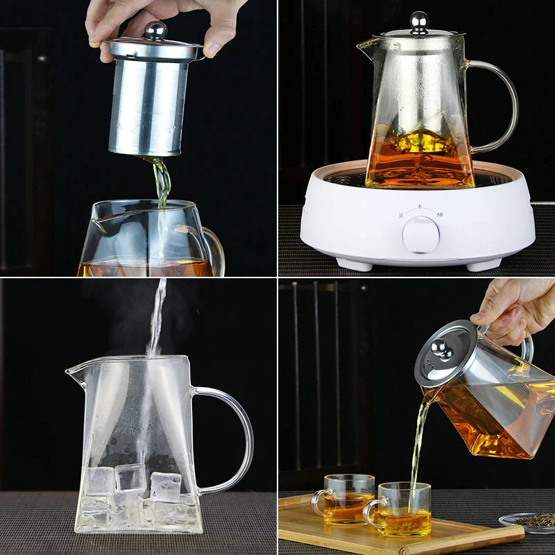 Afralia™ Glass Tea Pot with Stainless Steel Infuser