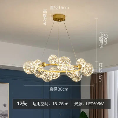 Afralia™ Glass Ball LED Ceiling Chandelier for Home Dining Living Bedroom