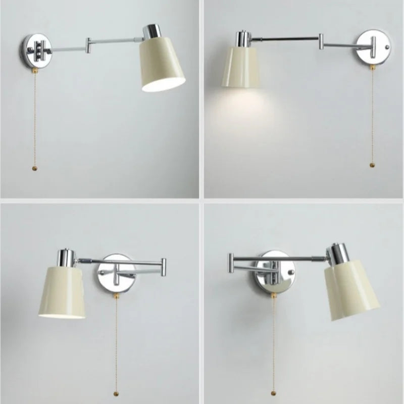Afralia™ Cream LED Swing Arm Wall Lamp for Living Room Bedroom Mirror Stair Light