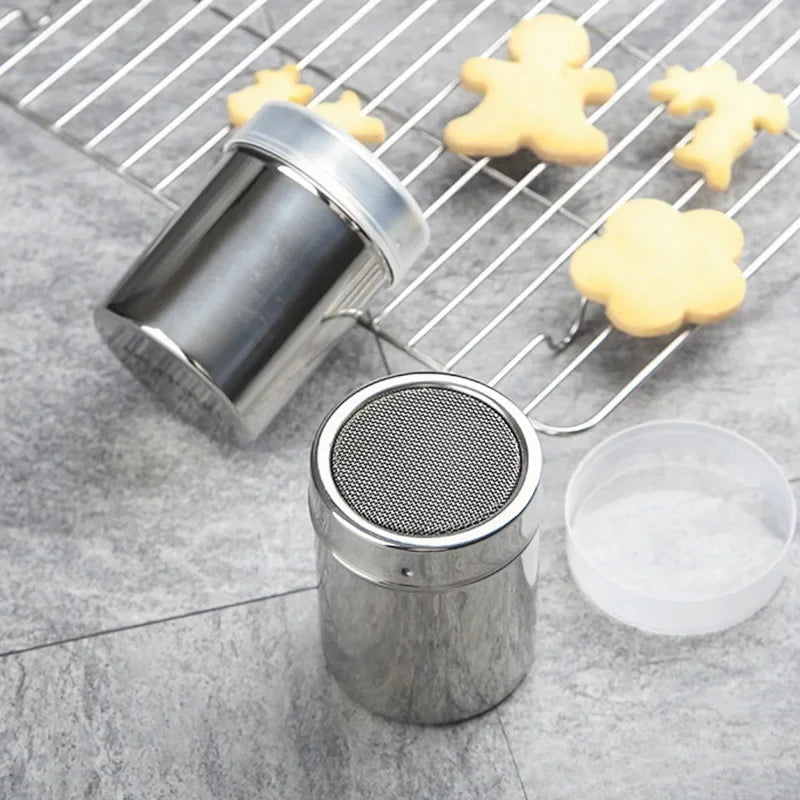 Afralia™ Stainless Steel Duster Jar for Coffee Cocoa Sugar Seasoning Sifter Lid