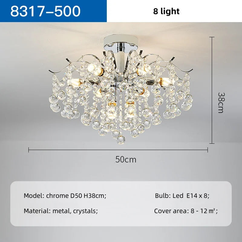 Afralia™ Chrome LED Ceiling Lights E14 Chandelier for Living Room Home Decor