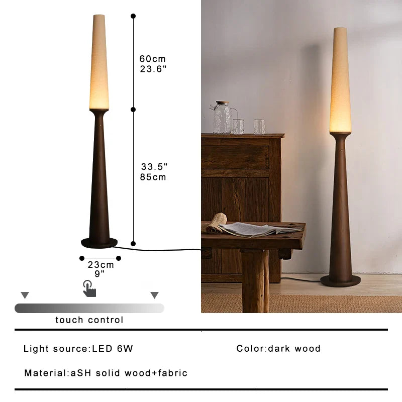 Afralia™ Nordic Wooden Floor Lamp with Black Fabric Lampshade for Home Decoration