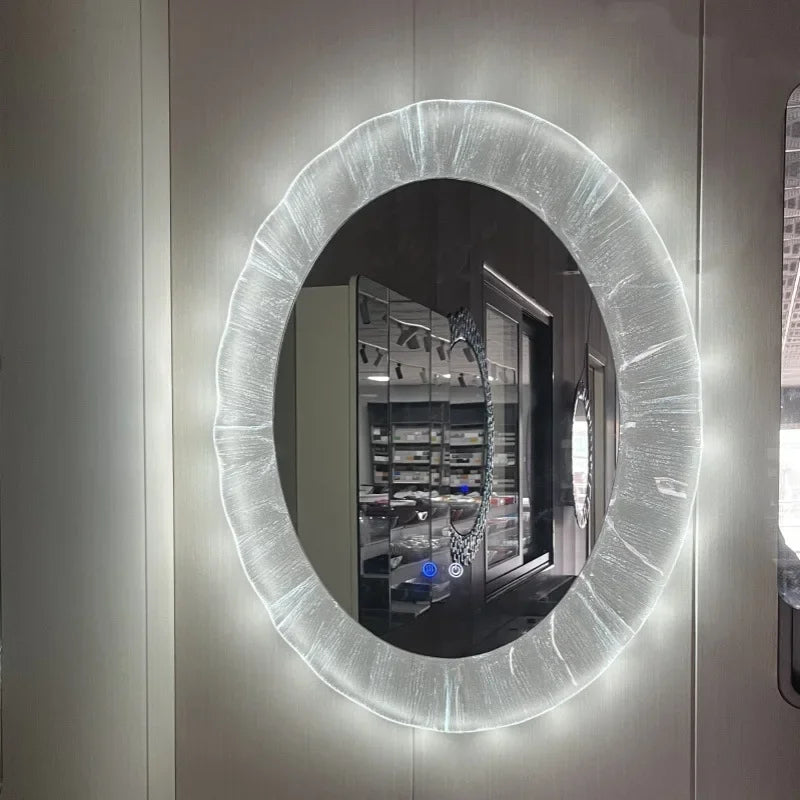 Afralia™ Oval Smart Bathroom Mirror with Fog Removal Lighting - Decorative Vanity Glass Frame