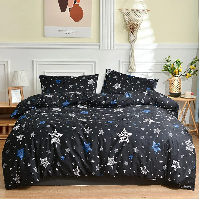 Afralia™ Night Starry Sky 4-Piece Bedding Set - Duvet Cover, Bed Sheets, Pillowcases