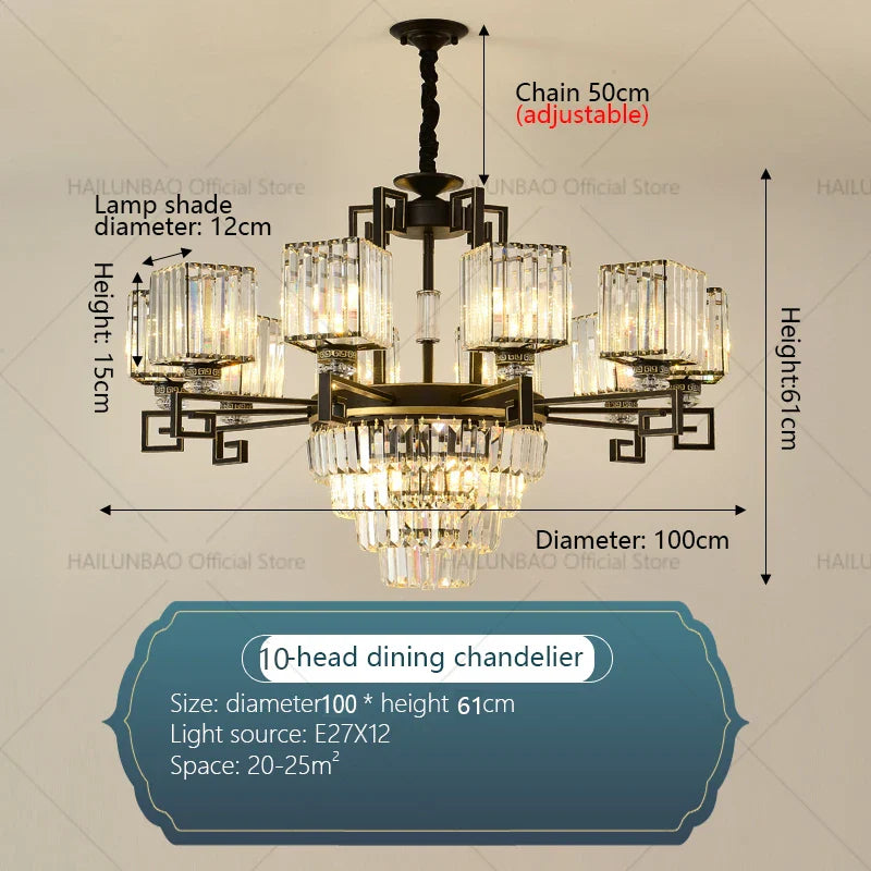Afralia™ Zen Crystal Chandelier - Luxury Chinese Style Lighting for Home, Study, and Teahouse