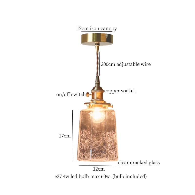 Afralia™ Cracked Glass LED Pendant Light for Cafe Bar Kitchen Living Room