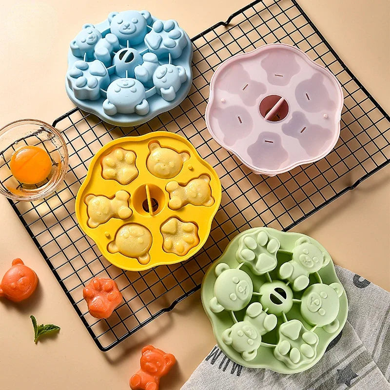 Afralia™ Silicone Cartoon Cake Mold with Lid for Baby Food & Cake Decoration