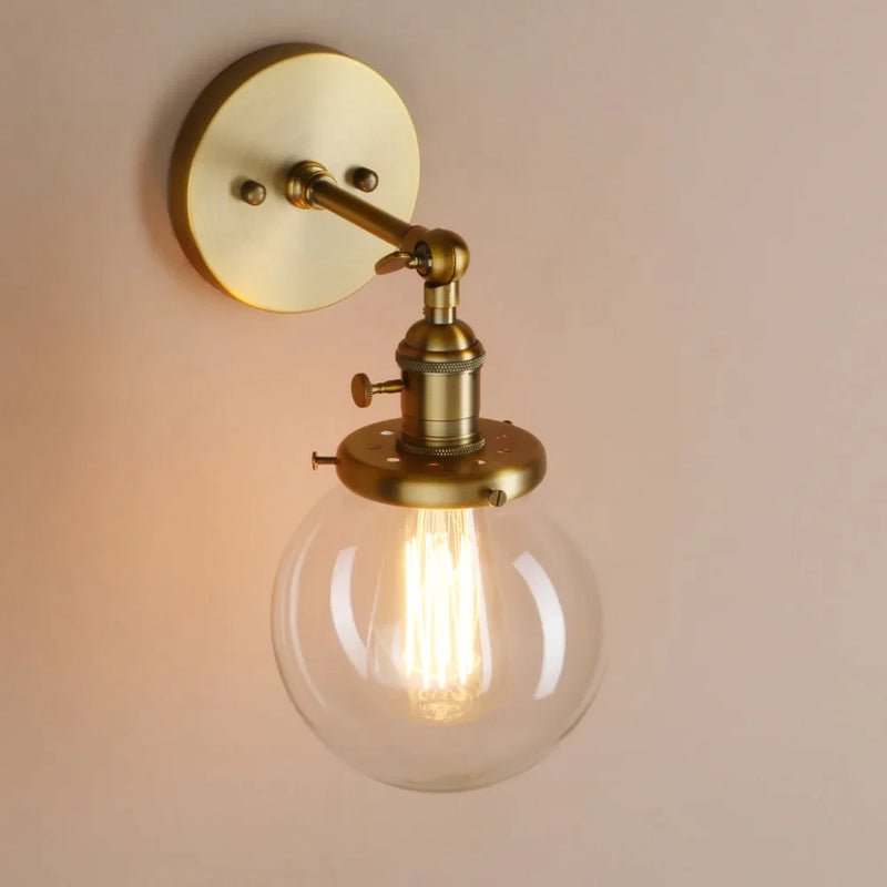 Afralia™ Single Industrial Wall Sconce with Globe Lampshade