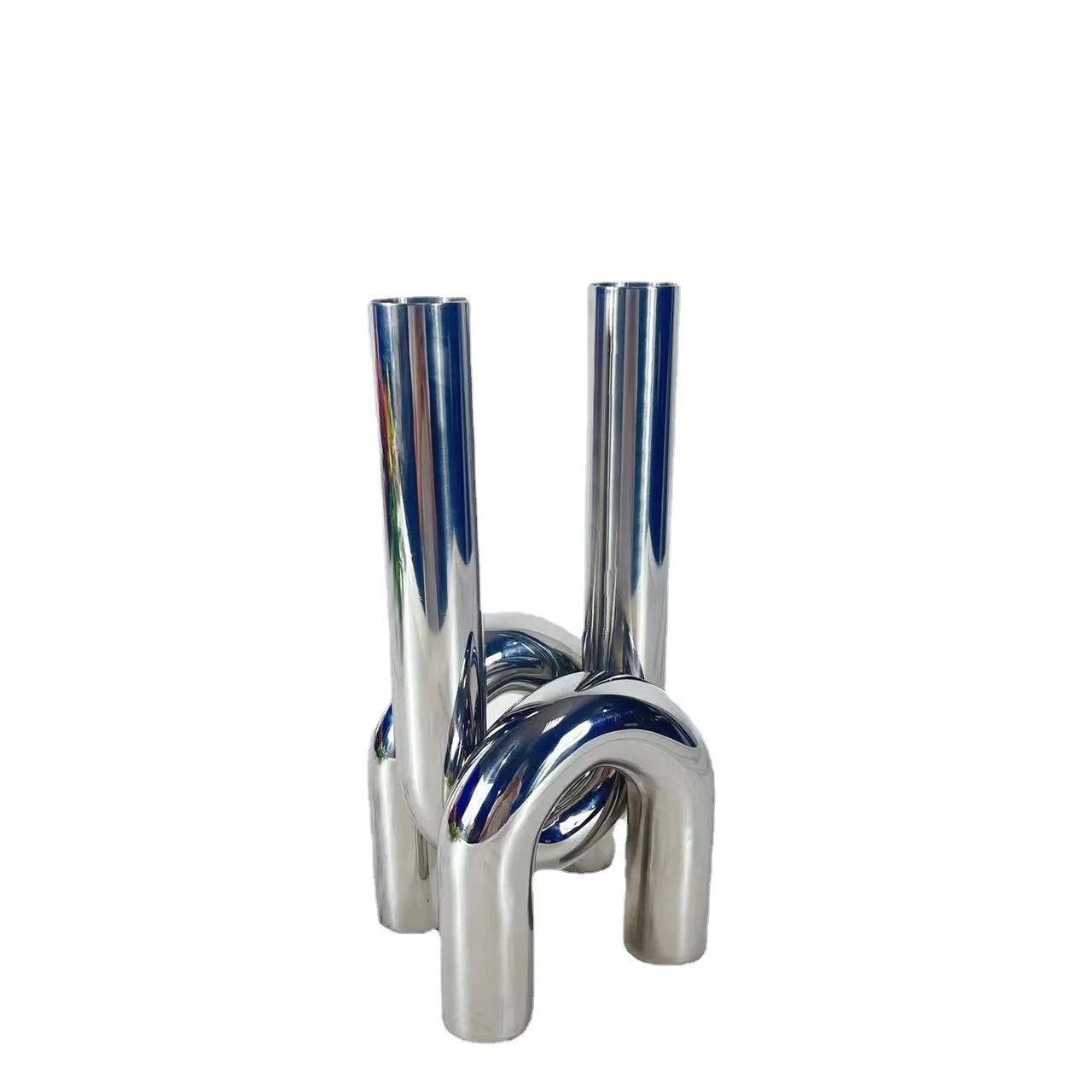 Afralia™ Stainless Steel Pipe Sculpture: Modern Metal Handcrafts for Home Decor & Flower Arrangement