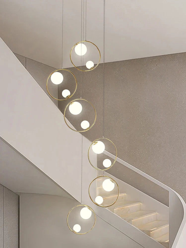 Afralia™ Modern Loft Chandelier Staircase Pendant Light Fixture - Designer Suspension Lustre