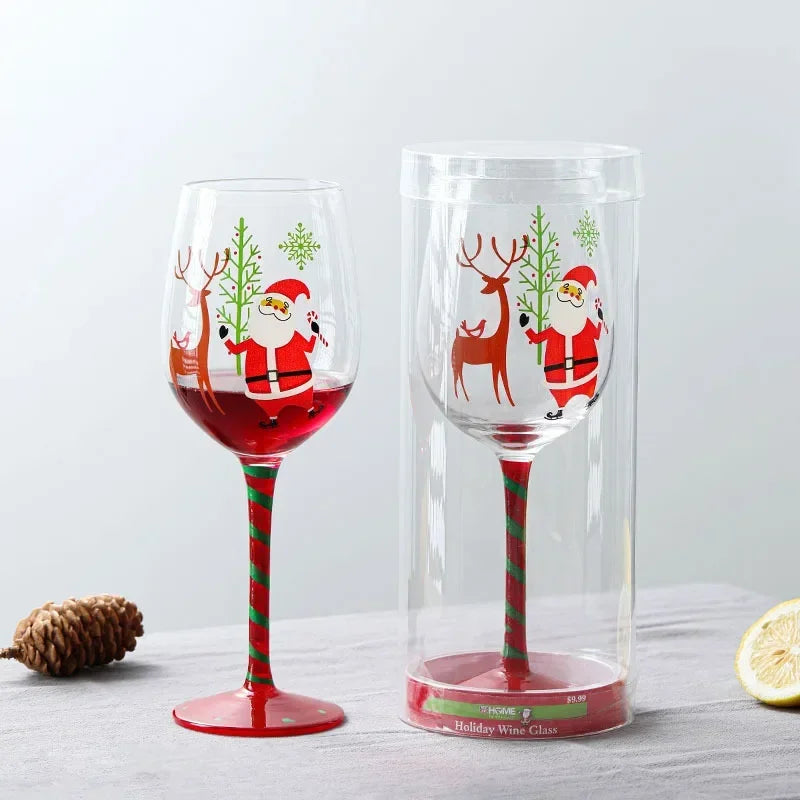 Afralia™ Christmas Glass Goblet Set: Festive Cocktail Drinkware for Decoration and Gifting