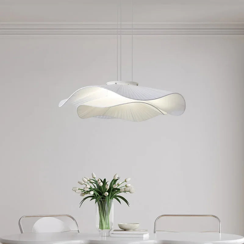 Afralia™ Nordic Fabric LED Ceiling Light Minimalist White Chandelier Home Decor